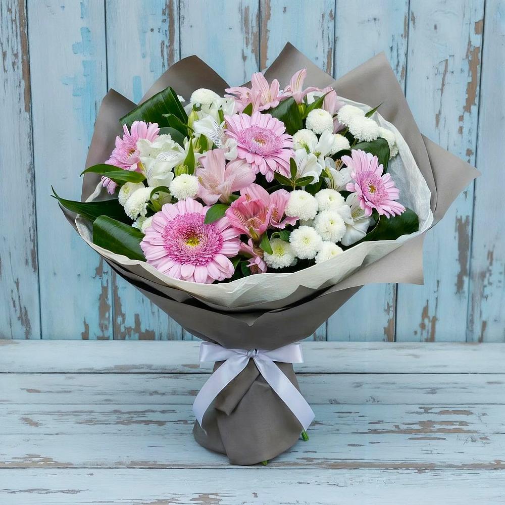 Букет цветов из: Герберы, Альстромерии и Хризантемы в Грайвороне