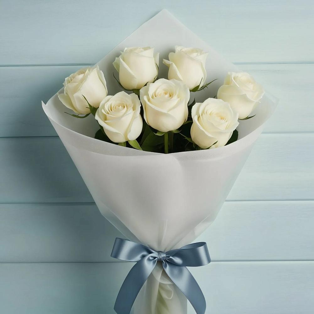 Букет 7 Белых роз Эдлесс Лав в Грайвороне